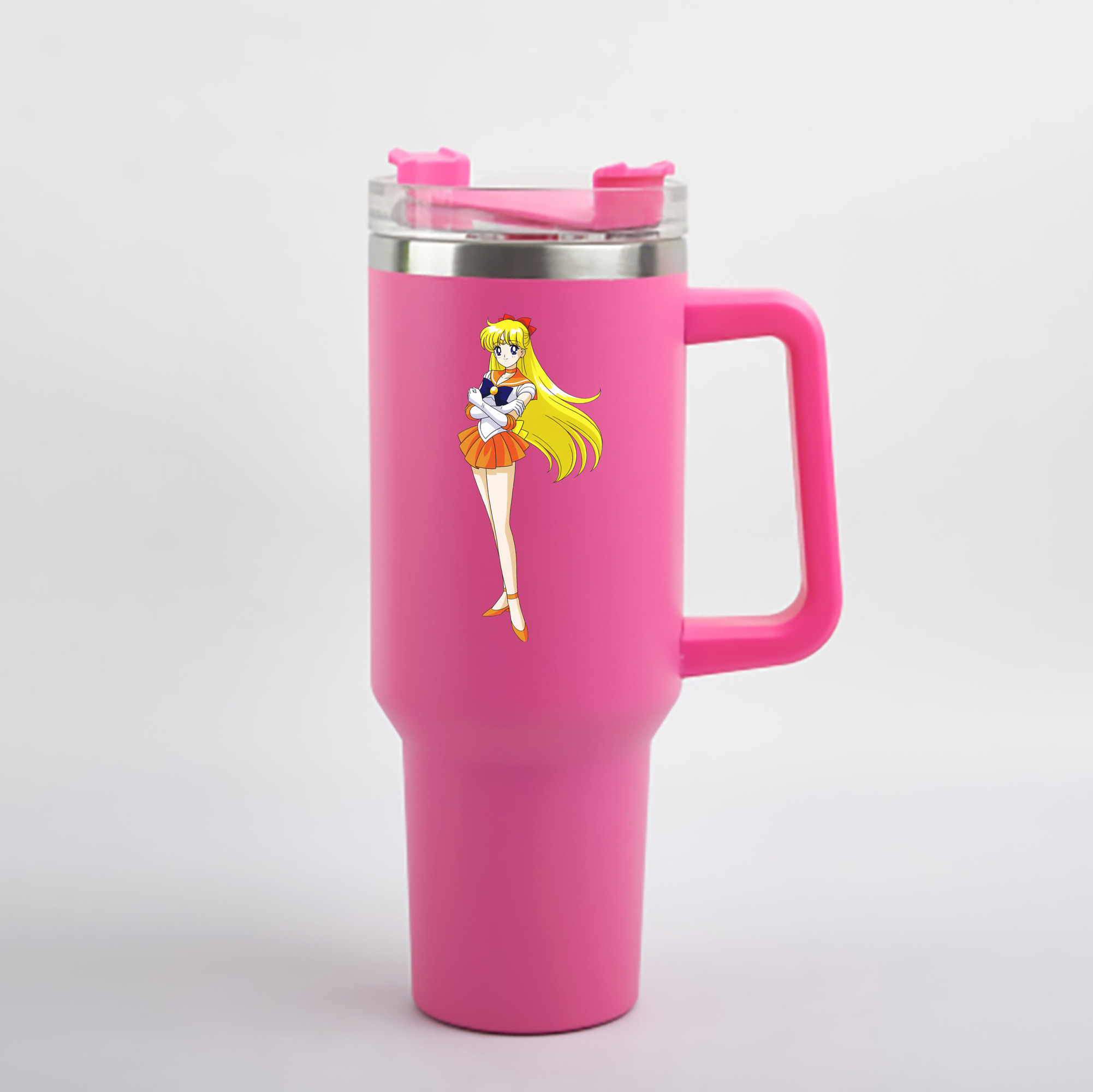 （画像用） 美少女戦士セーラームーン 愛野 美奈子 あいの みなこ Sailor Moon Aino Minako 1200mL車用タンブラー - クリスタルステッカー（プラスチックストロー付き）